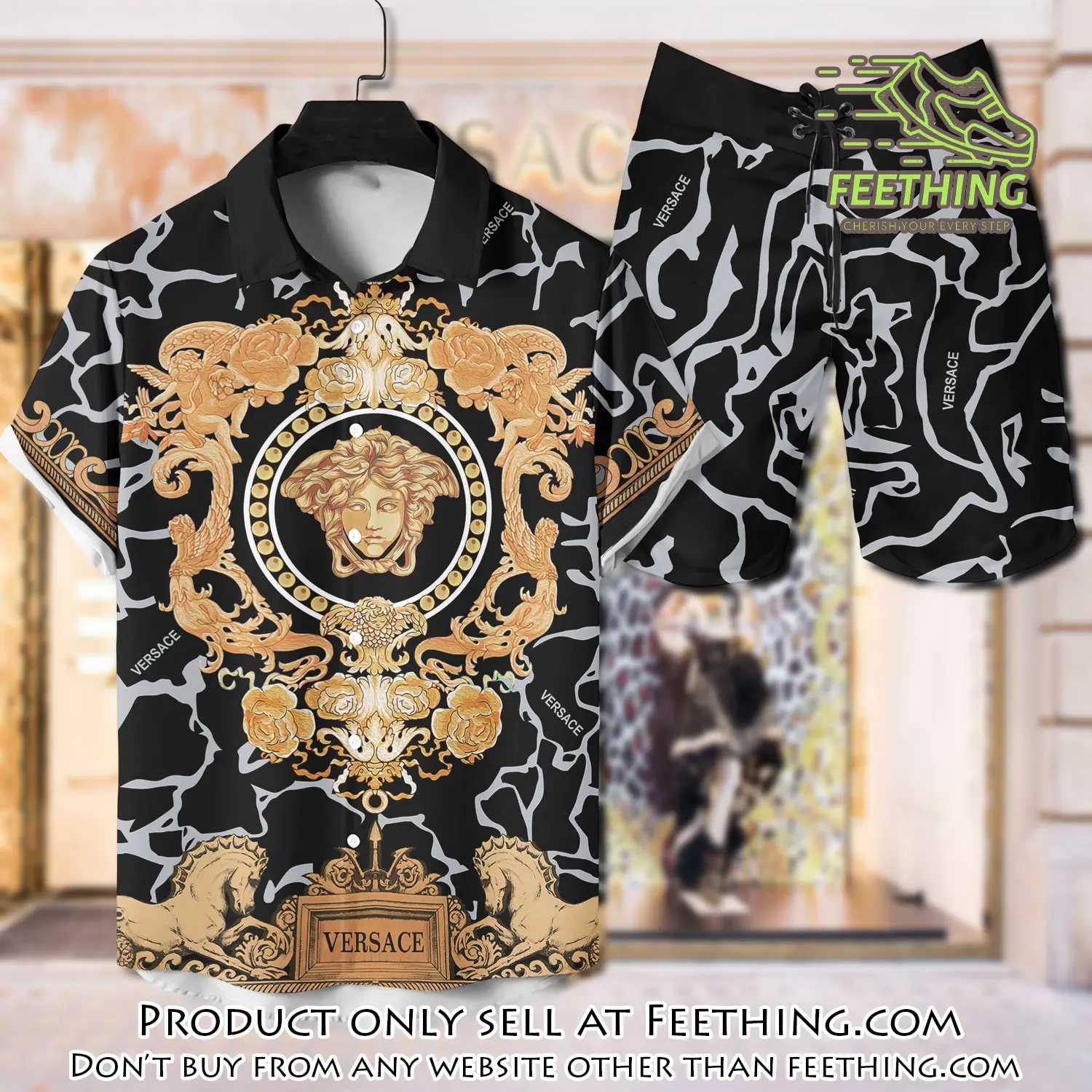 Versace luxury hawaiian shirt & short set lhs1204 ft3729645
